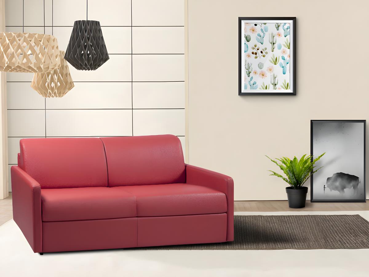 Canapé 4 places convertible express en simili gris - Couchage à lattes larges 160 cm - Matelas 14 cm CALIFE - 7