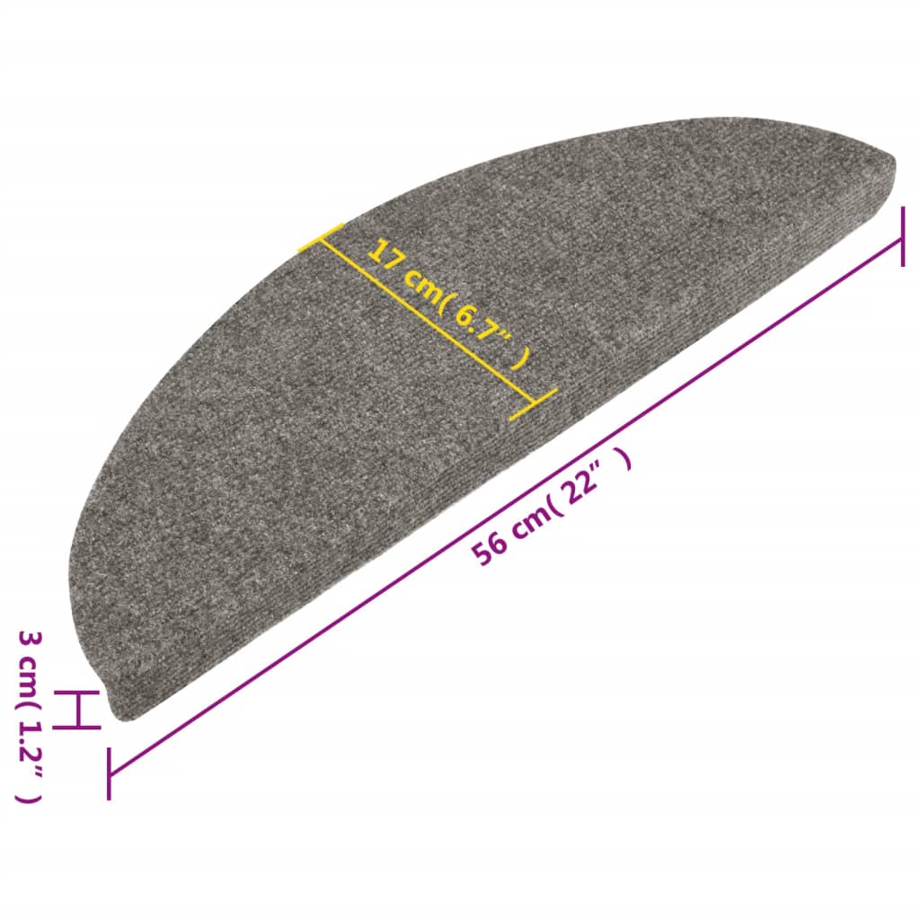 Tapis d'escalier auto-adhésifs 10 pcs gris 56x17x3 cm - 8