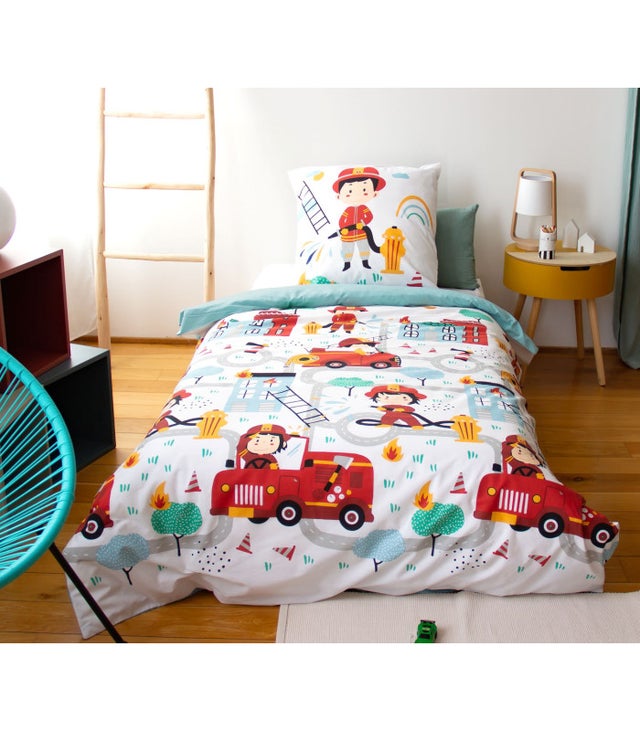 Parure de lit FUEGO réversible– 140x200 cm + 1 taie – Coton 57 fils/cm² - 140x200cm - Blanc