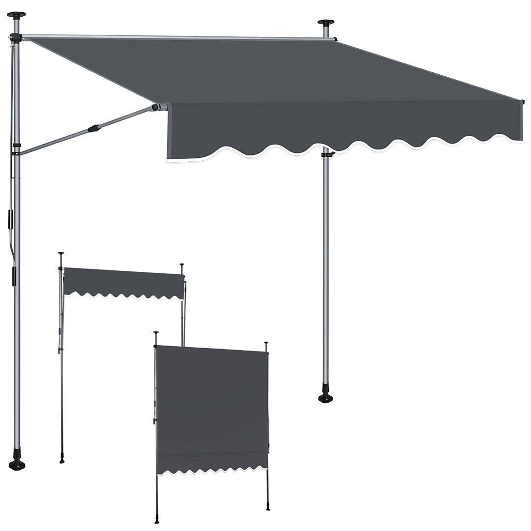 Markiza ręczna z korbką, 200x150cm Antracytowa, Markiza balkonowa regulowana na wysokość, Ochrona UV50+ na balkon i taras