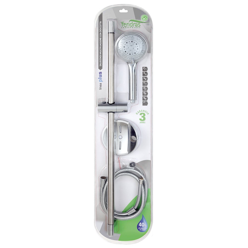 Barre coulissante chromée avec douchette anticalcaire 8 fonctions - 3