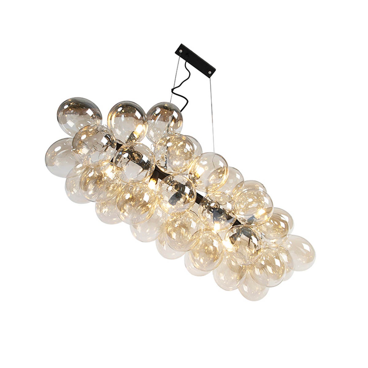 Qazqa design lampe suspendue pour table à manger - Uvas - ambre, max. 28w, g9, à 8 lumières, 80cm, idéal pour la salle à manger - 6