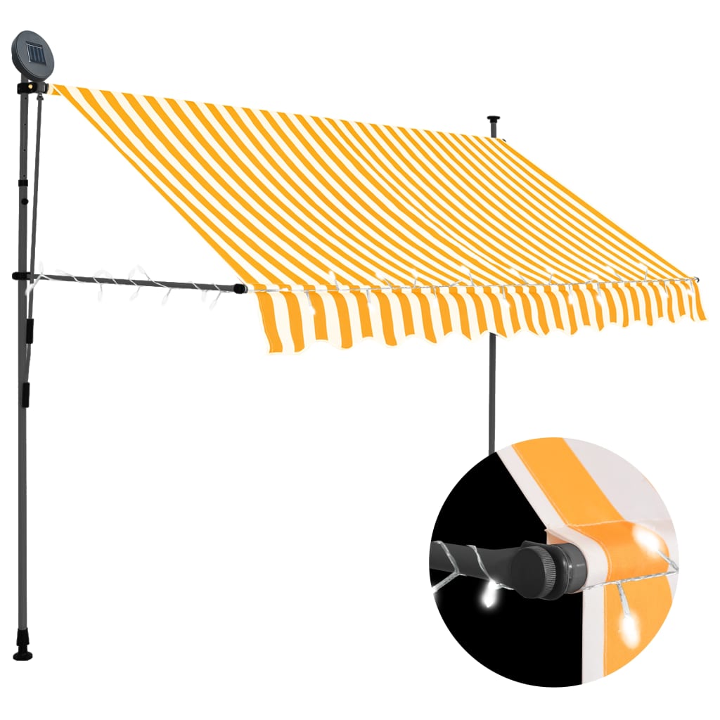 Toldo retráctil con led 300 blanco y naranja