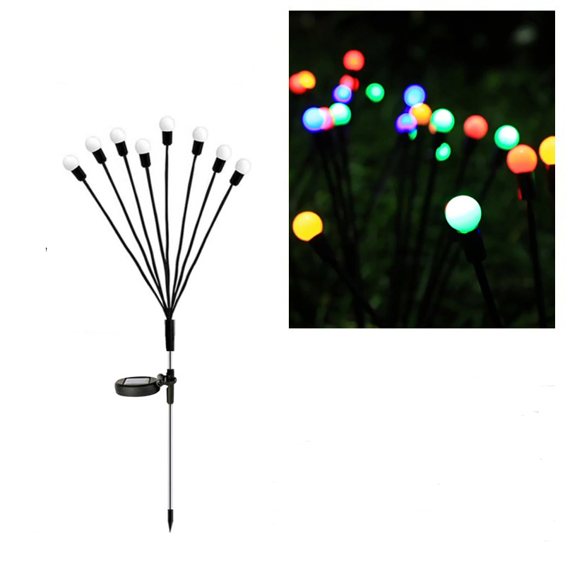 Zestaw 4 zewnętrznych lampek solarnych, 8 diod LED, wodoodpornych IP65, idealnych do ogrodu, na patio, do sadzenia krzewów i jako dekoracja (wielokol