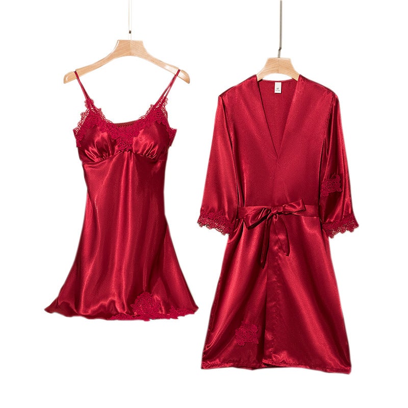 Peignoir de bain kimono en satin et soie pour femme - 2