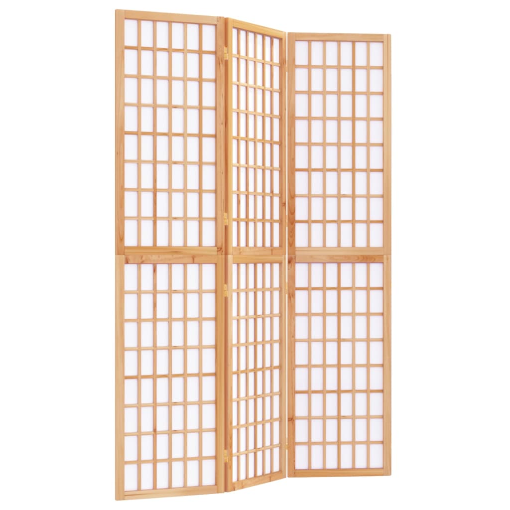 Biombo plegable 3 paneles x 120 x 170 cm madera de abeto marrón y papel de arroz dec031175