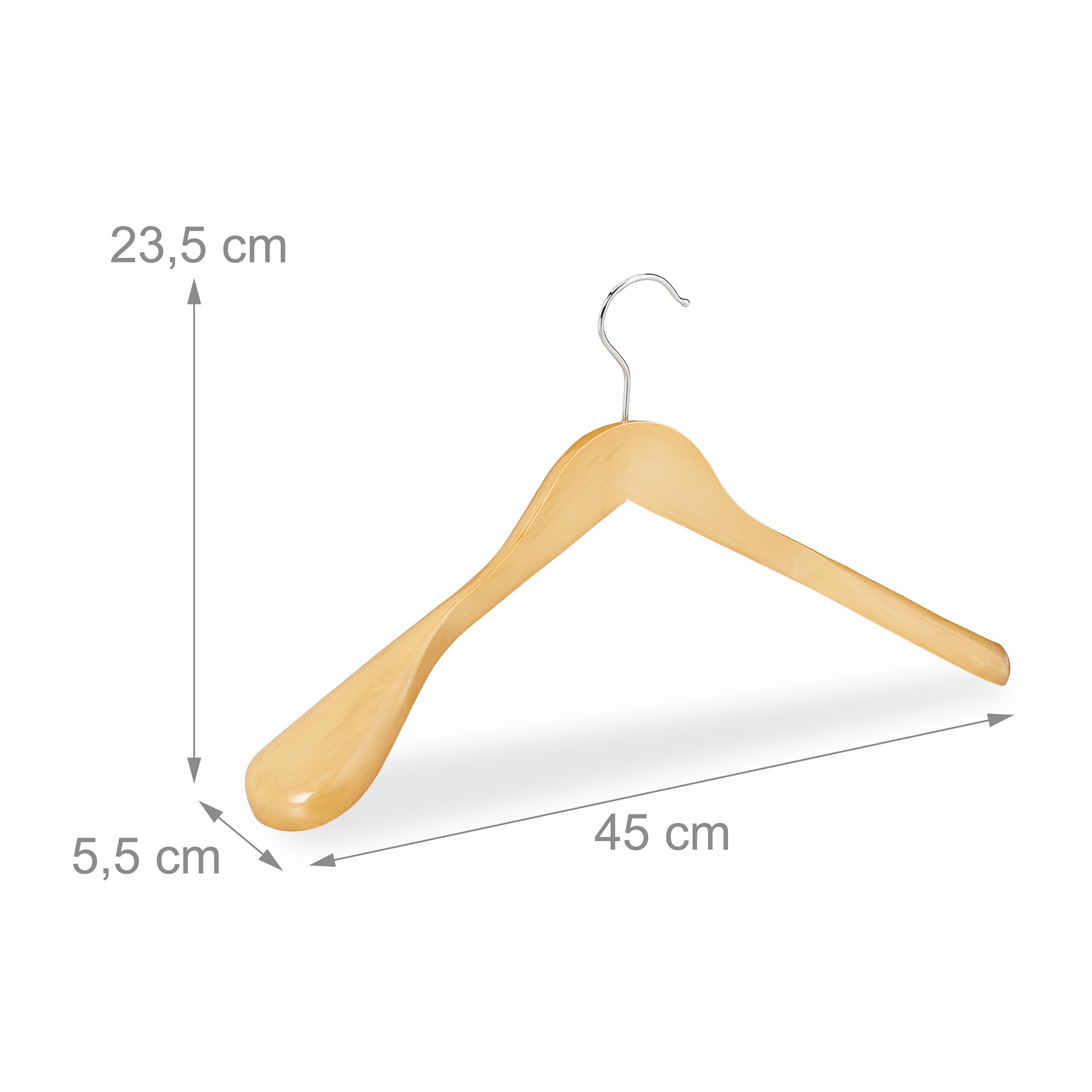 Cintre épaule large, Set de 10, Cintre en bois, vestes, costumes, Crochet 360°C, nature, Relaxdays - 4