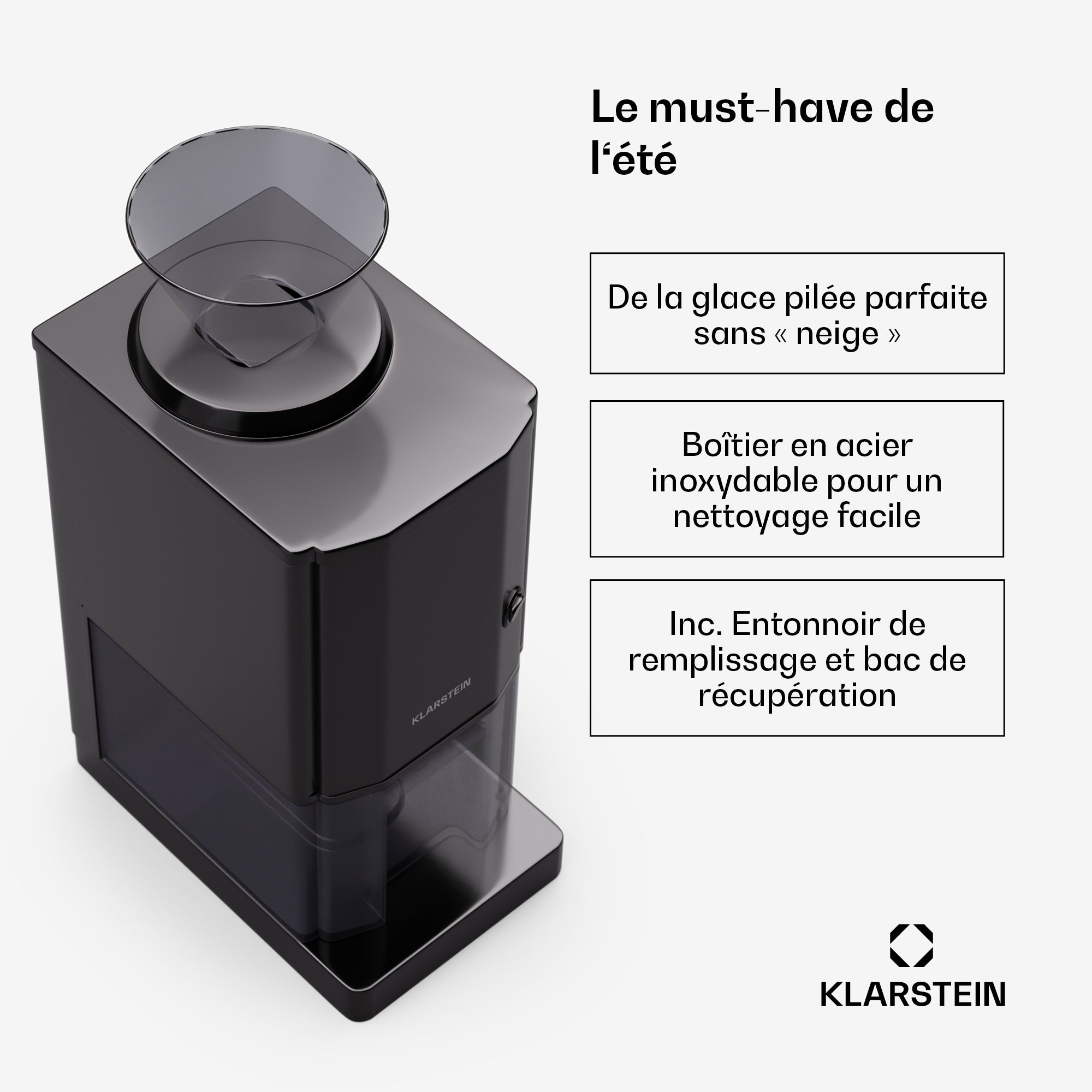 Machine à Glace Pilée OneConcept - Capacité 3,5L, 15kg/heure | Broyeur à Glaçons Portable Anti-dérapant
