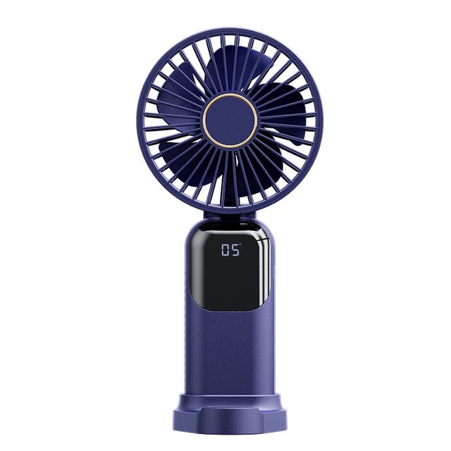 Mini Ventilateur Portable, USB Ventilateur Rechargeable, Petit Ventilateur de Poche 5 Vitesses Avec Base,bleu
