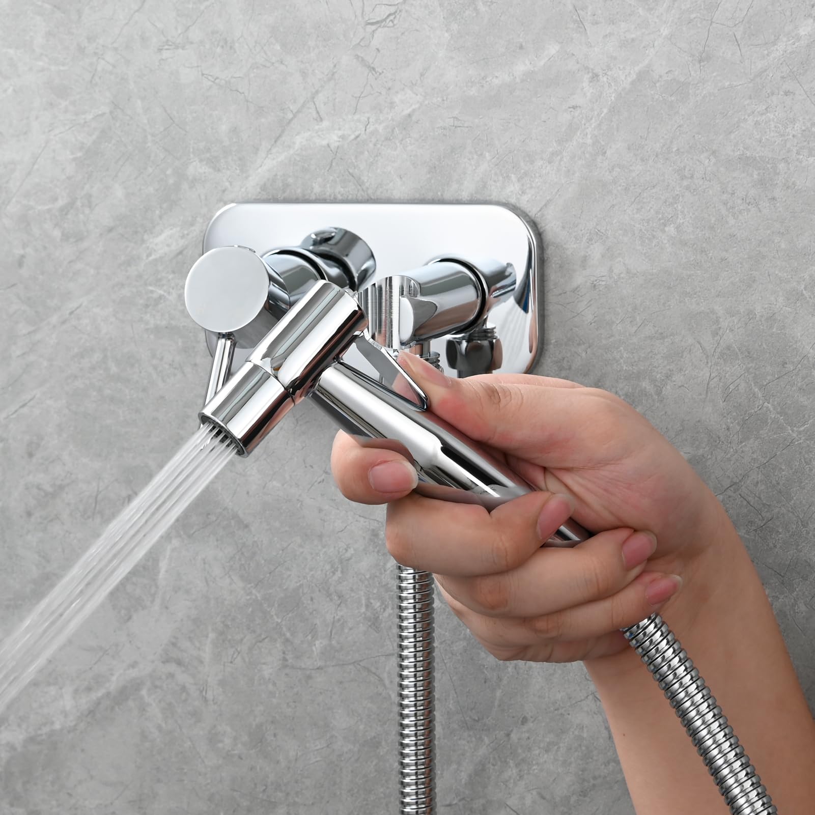 Ensemble de douchette de douche en acier inoxydable avec douchette à eau froide et chaude 1,5 m Doré brossé - 5