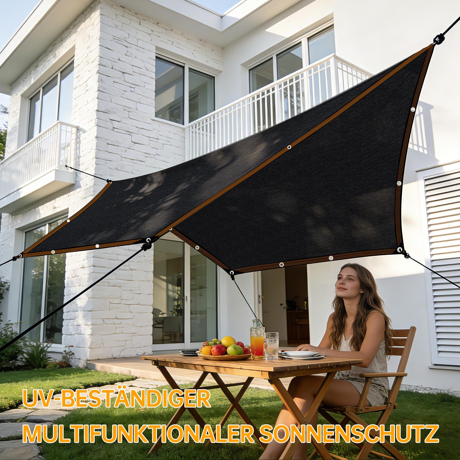 Voile-d'ombrage-Toile-Filet-Ombrage-Exterieur Rectangulaire avec œillets pour Balcon,Serre,Jardin,Pergola,Patio Lawn-2x3m-Noir - 4