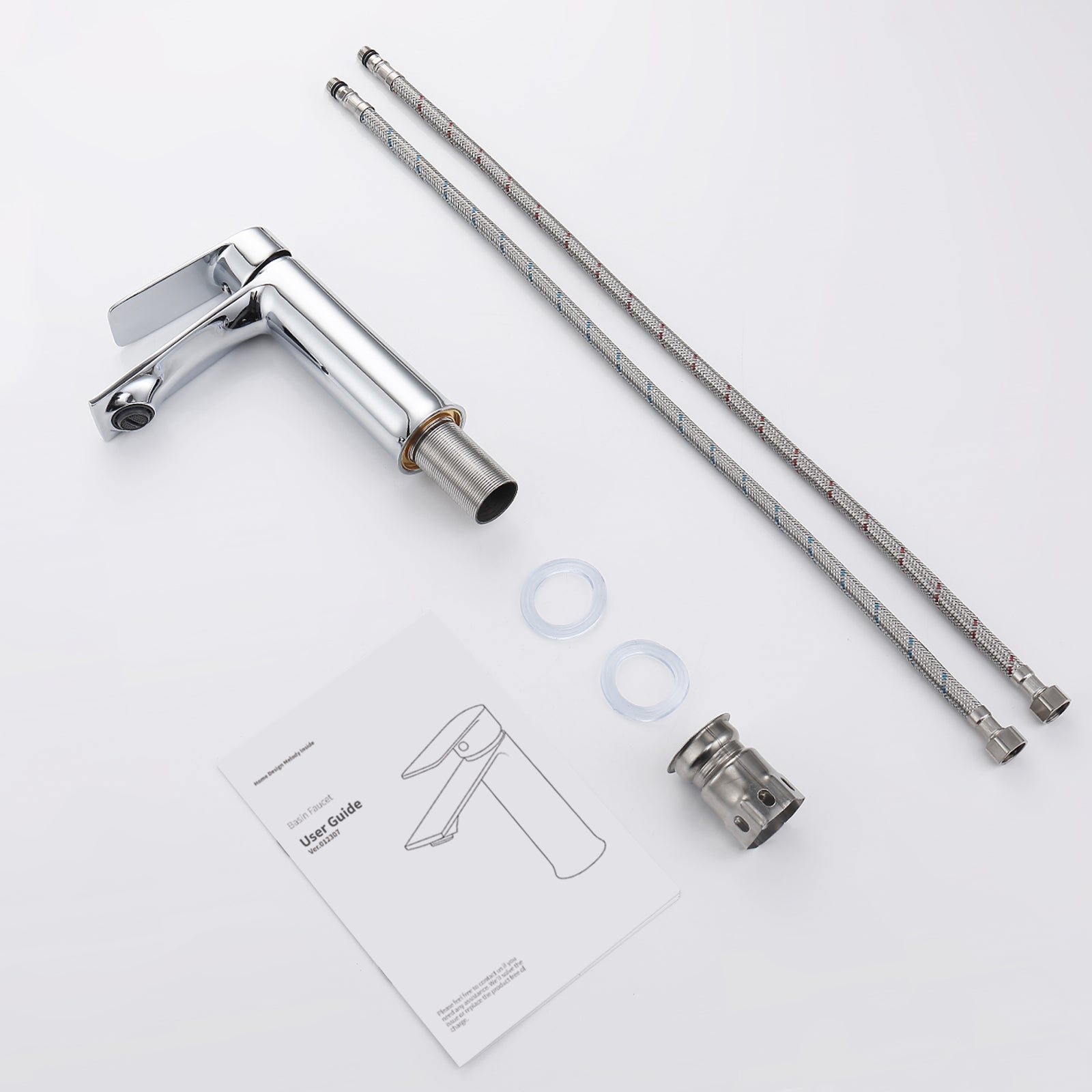 Mitigeur de Lavabo Chromé en Laiton avec Levier Unique, Robinet Salle de Bain Eau Chaude et Froide pour Lave-Mains - 9