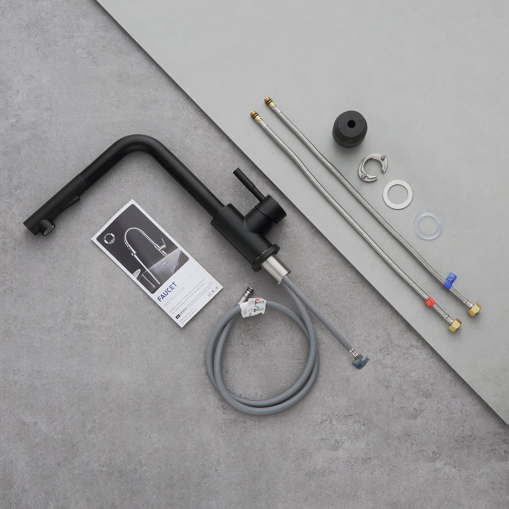 Cecipa max Mitigeur Cuisine Noir avec Douchette Extractible, Monocommande, Rotation à 360°, 2 Modes de pulvérisat Robinet d'évier Cuisine,EU Modèle - 5