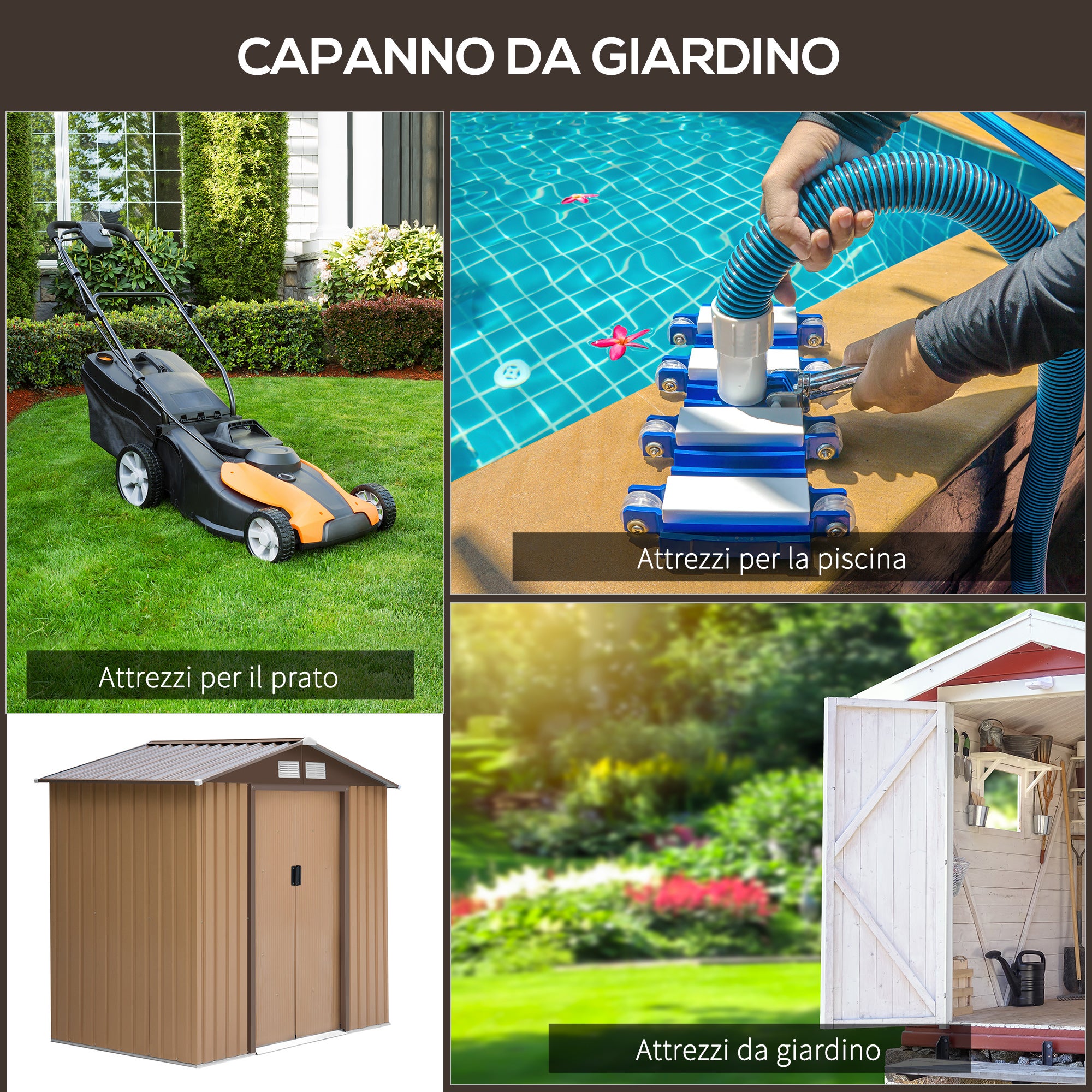 Outsunny Casetta Giardino 2.42m², Acciaio, Porte Scorrevoli, 213x130x185cm, Giallo - 7