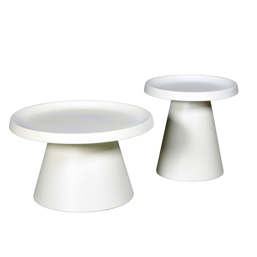 Lot de 2 tables basses rondes LOTUS/ Blanc - 2