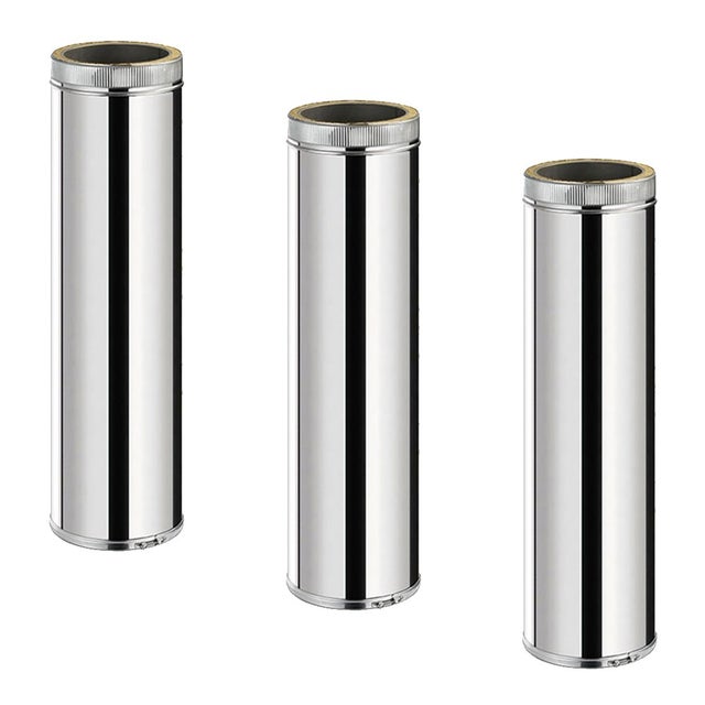 Lot de 3 TDPS1000 Conduit isolé double paroi poêle à bois 100 cm Ø150