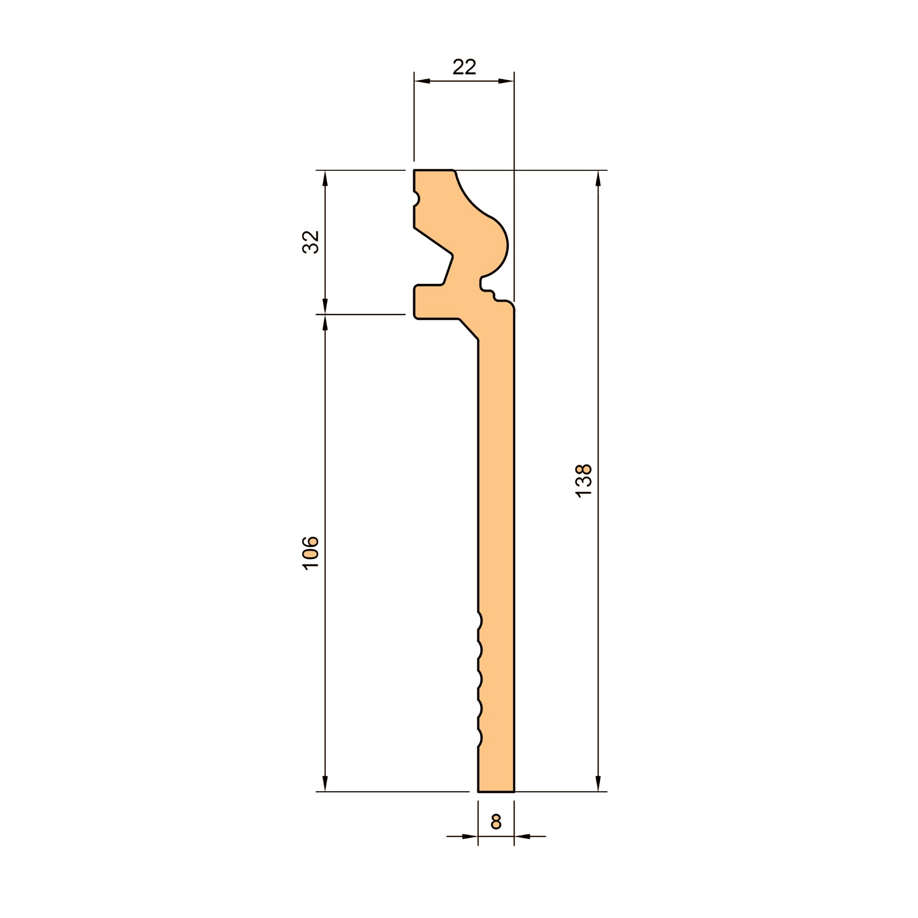 Plinthe DUCALE High WHITE revêtue de marbre 138x22 en POLYMÈRES - Polystructurée (prix au mètre linéaire) - 3