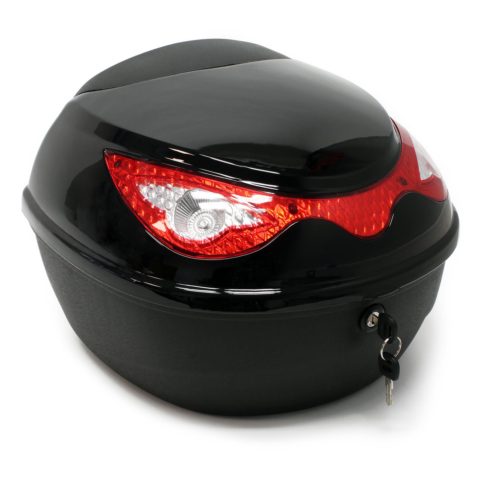 Top Case Moto WilTec 22L Noir Brillant - Avec Bande Réfléchissante - Pour Scooter, Quad Ou Roller