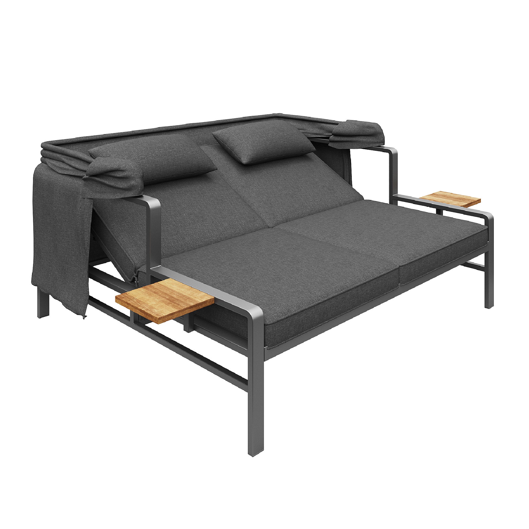 Salon bas de jardin en Métal Gris 2 personnes - 8