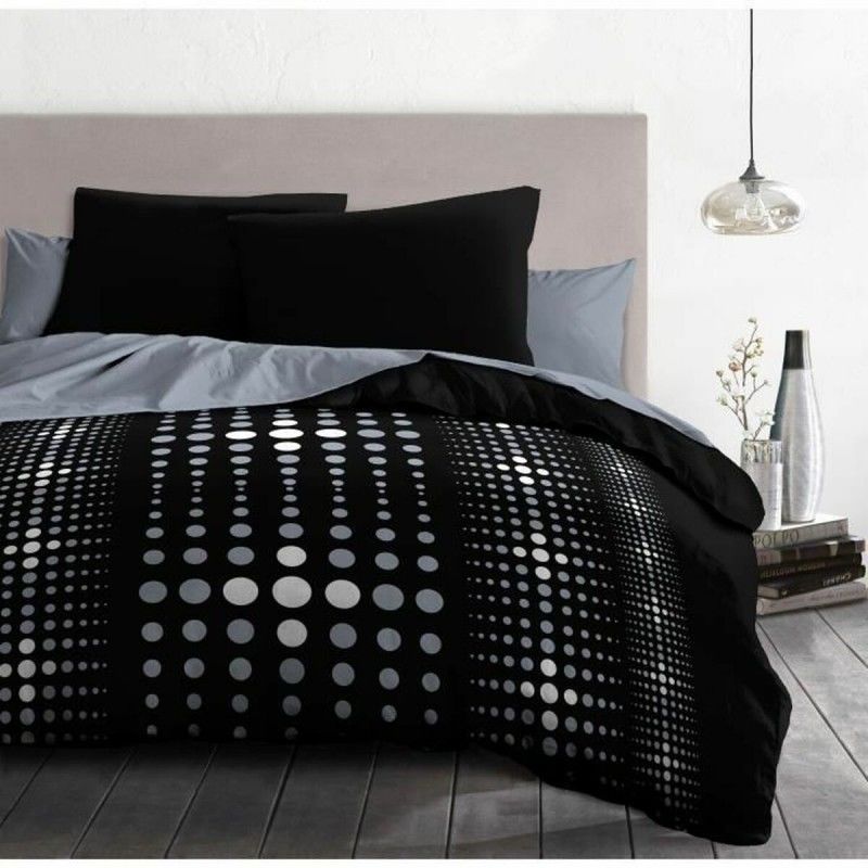 Parure de couette Microfibre STEEVY 220x240cm et 2 taies doreillers 63x63cm Noir - 3