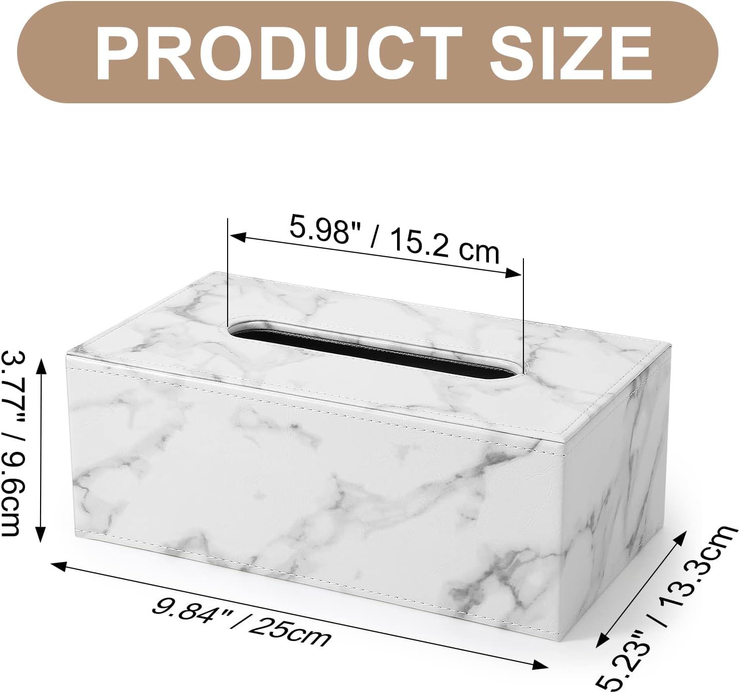 Pudełko na chusteczki, prostokątne, skórzane (marmurowe) - 2