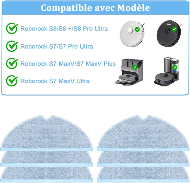 6 Panni Di Ricambio In Microfibra Per Roborock S7, S8, T7S - Compatibili Con S7+, S7 MaxV, S8+ E Ultra - Lavabili - 5