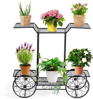 Bac à Plantes Sur Roulettes Myuilor 30.5cm - Support Pot De Fleurs Rond - Mobile, Intérieur/Extérieur - Gris