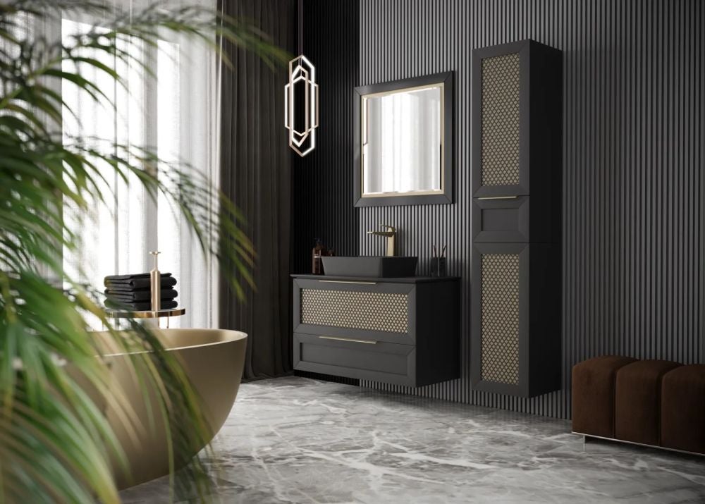 Lustro łazienkowe CHIC 80x80 cm czarne półmat/złote - 2