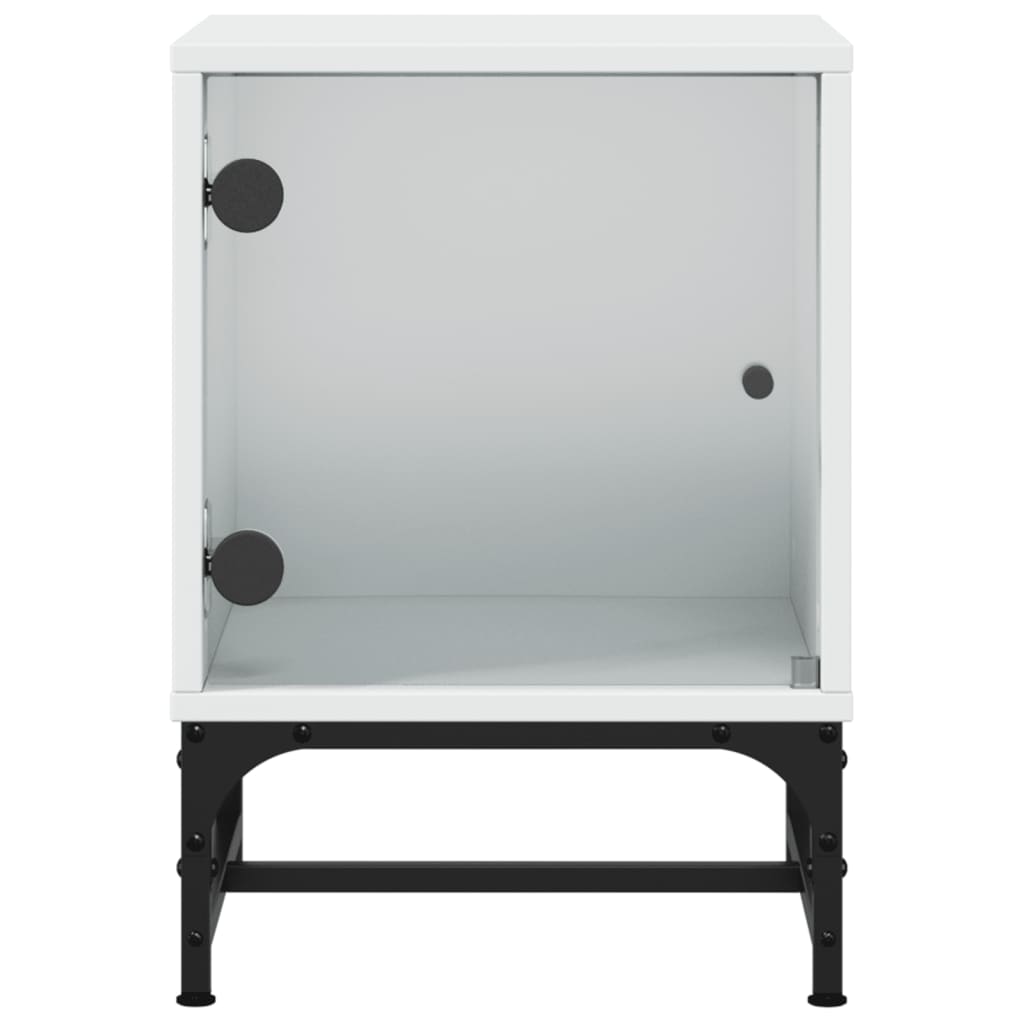 Tables de chevet avec portes vitrées 2 pièces blanches 35 x 37 x 50 cm - 7
