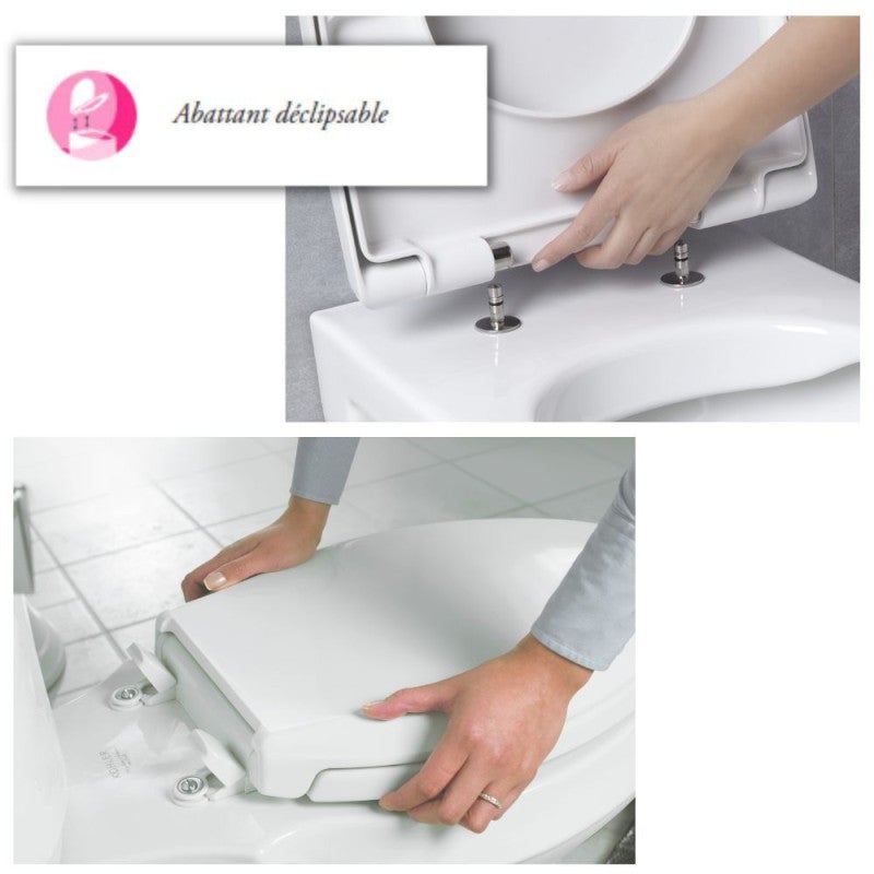 Cuvette WC suspendu sans bride JACOB DELAFON Nouvelle Vague avec abattant frein de chute extra-plat déclipsable - 6