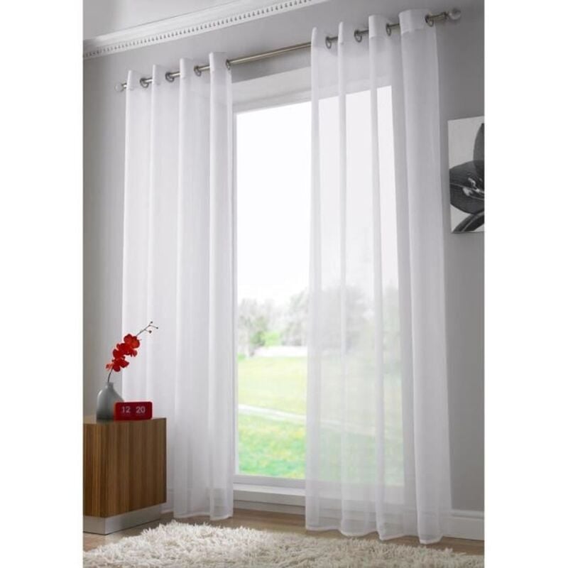 Zestaw 2 firanek zwiewnych do salonu i sypialni, białe, 100 cm x 200 cm