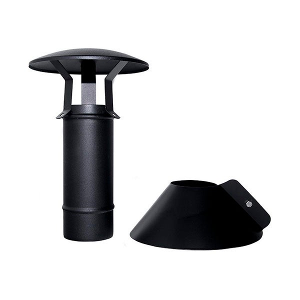 Tubo Coassiale Nero Per Canna Fumaria Stufa Pellet - Elemento Diritto 1 M Diametro 100/150, Acciaio 316, Certificato CE UNI 1856/2, Made In Italy
