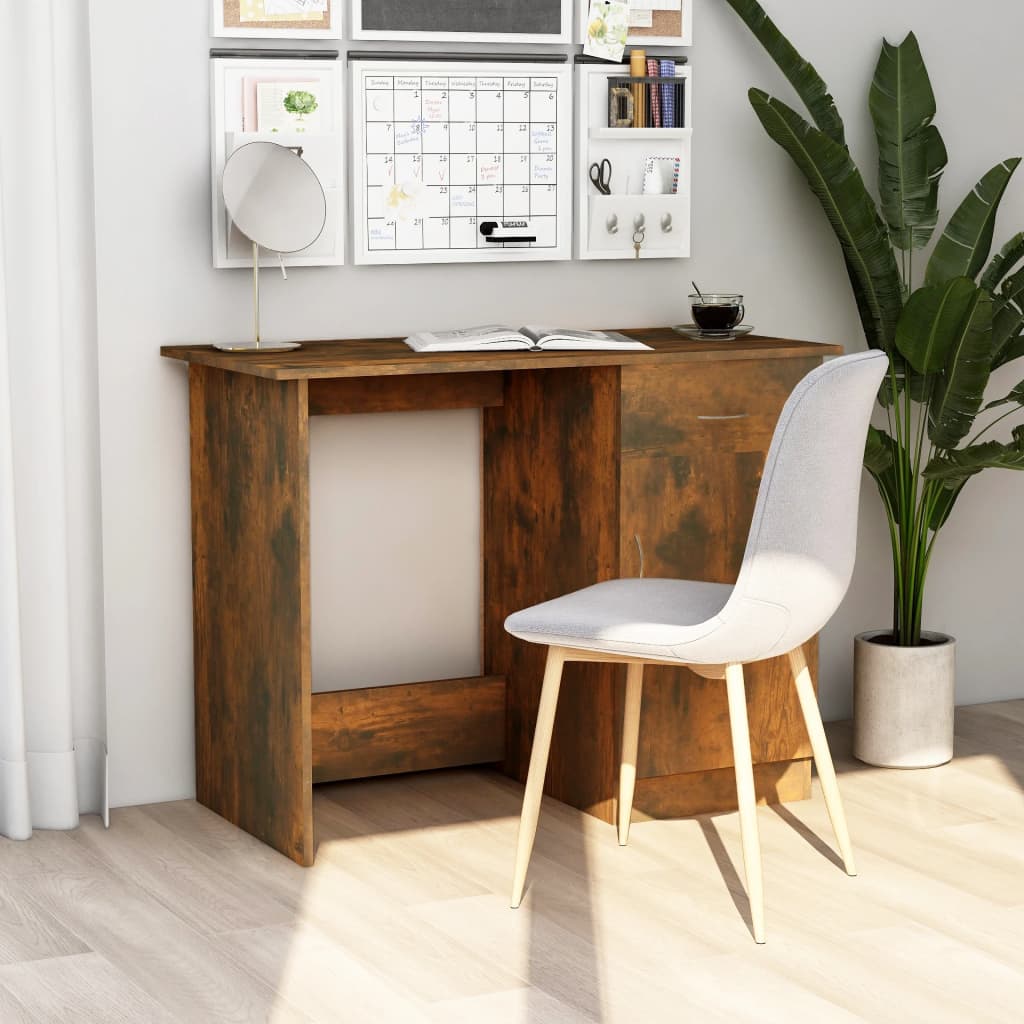 Bureau，Table de travail，Table d'étude Chêne fumé 100x50x76 cm Bois d'ingénierie CWV31480 - 2