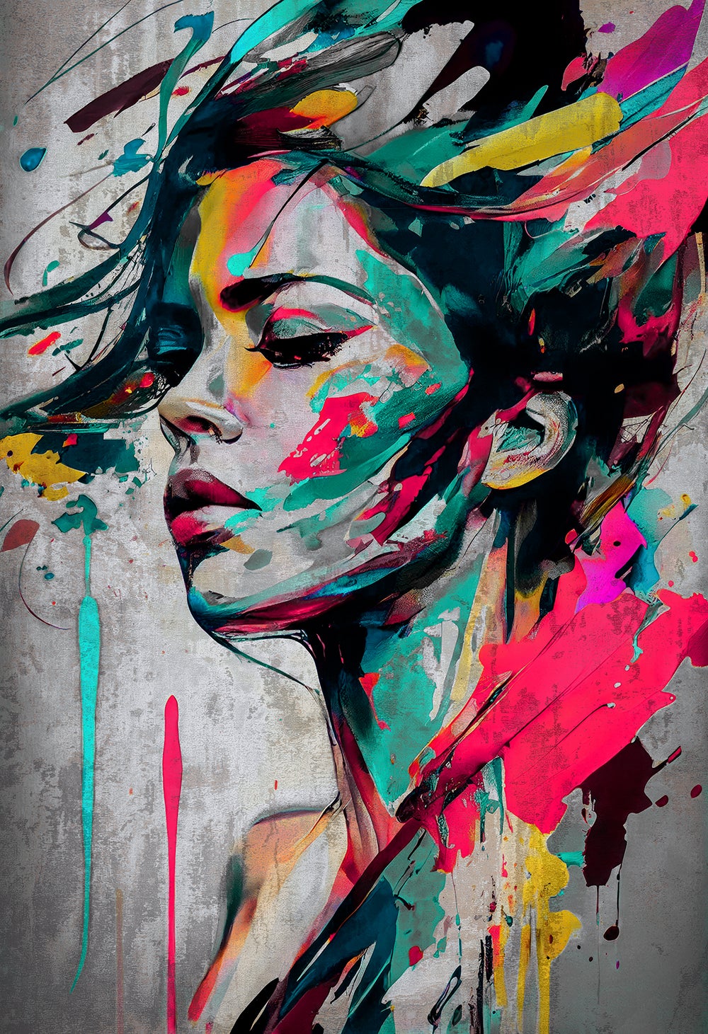 STYLER Tablou pe pânză Canvas Față pictată 70 x 100 cm, decor modern de perete pentru living, dormitor, hol și birou
