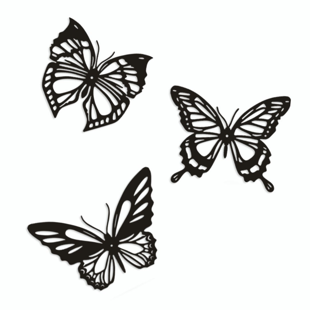 3 Sztuki Metalowych Dekoracji Ściennych Motyl Czarny Metalowy Gobelin Ścienny Wystrój Rustykalny Dom Biuro Sypialnia Wystrój