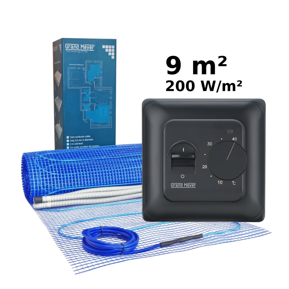 Zestaw do ogrzewania podłogowego 9 m², 200 W/m² + termostat MST-10
