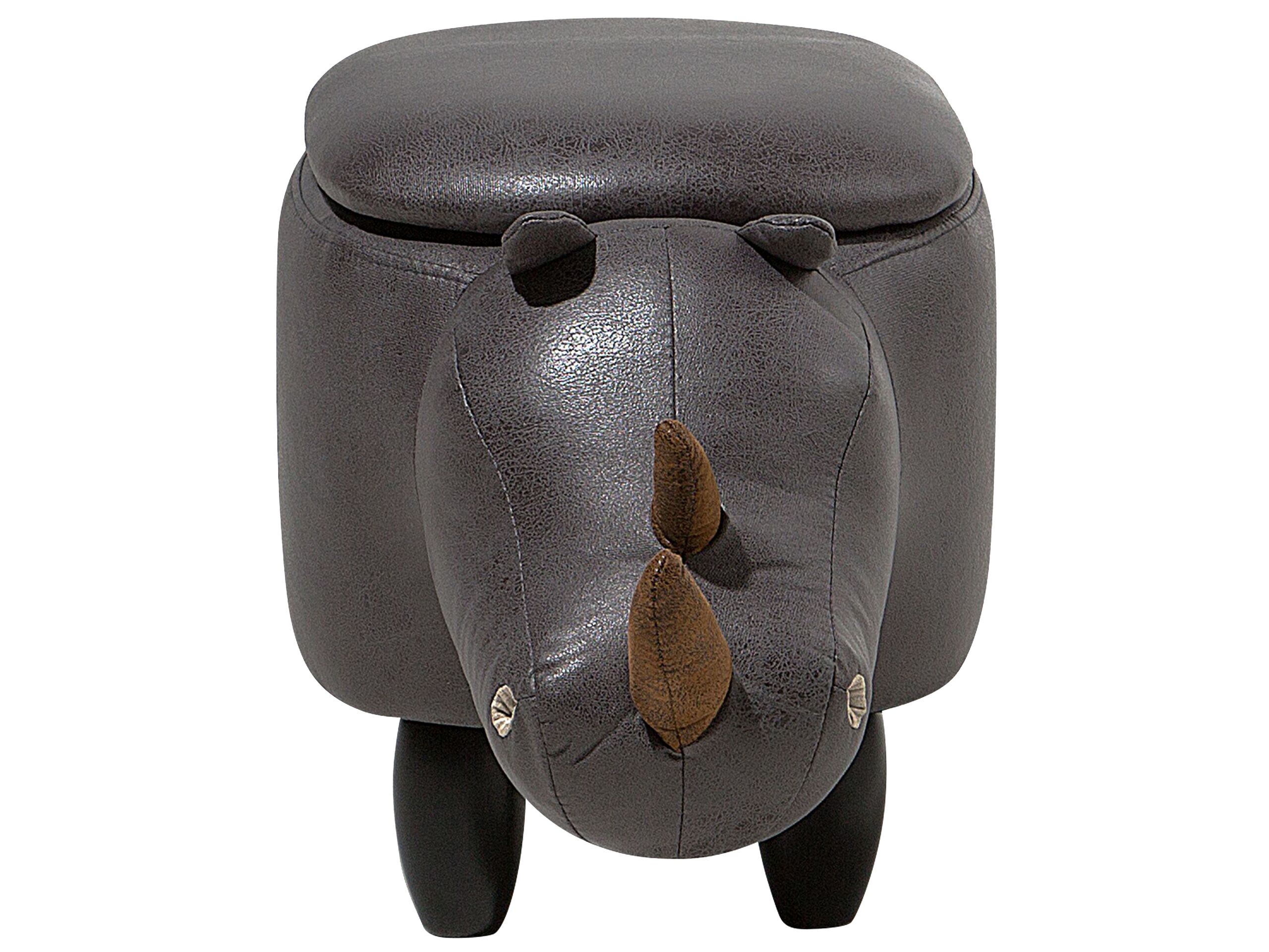 Pouf animaletto contenitore RHINO Pelle sintetica Grigio scuro - 5