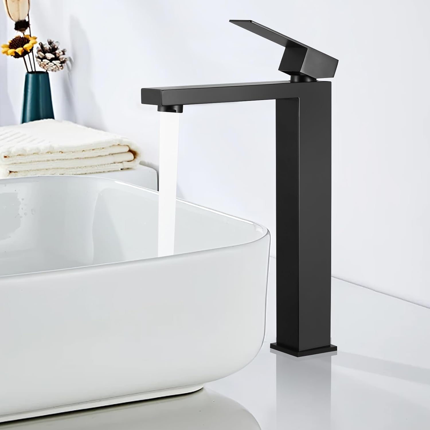 Wysoki Bateria Umywalkowa, 24 cm Wylewka, Bateria Łazienkowa do Blatu, Stal Nierdzewna 304, Jednouchwytowy Bateria Termostatyczna