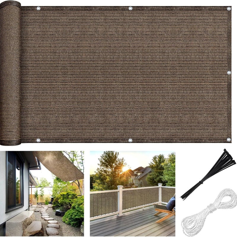 Balkonowy ekran prywatności 0,9 * 3 m, odporny na rozdarcie ekran z siatki ogrodzeniowej HDPE, siatka na rośliny, brązowy