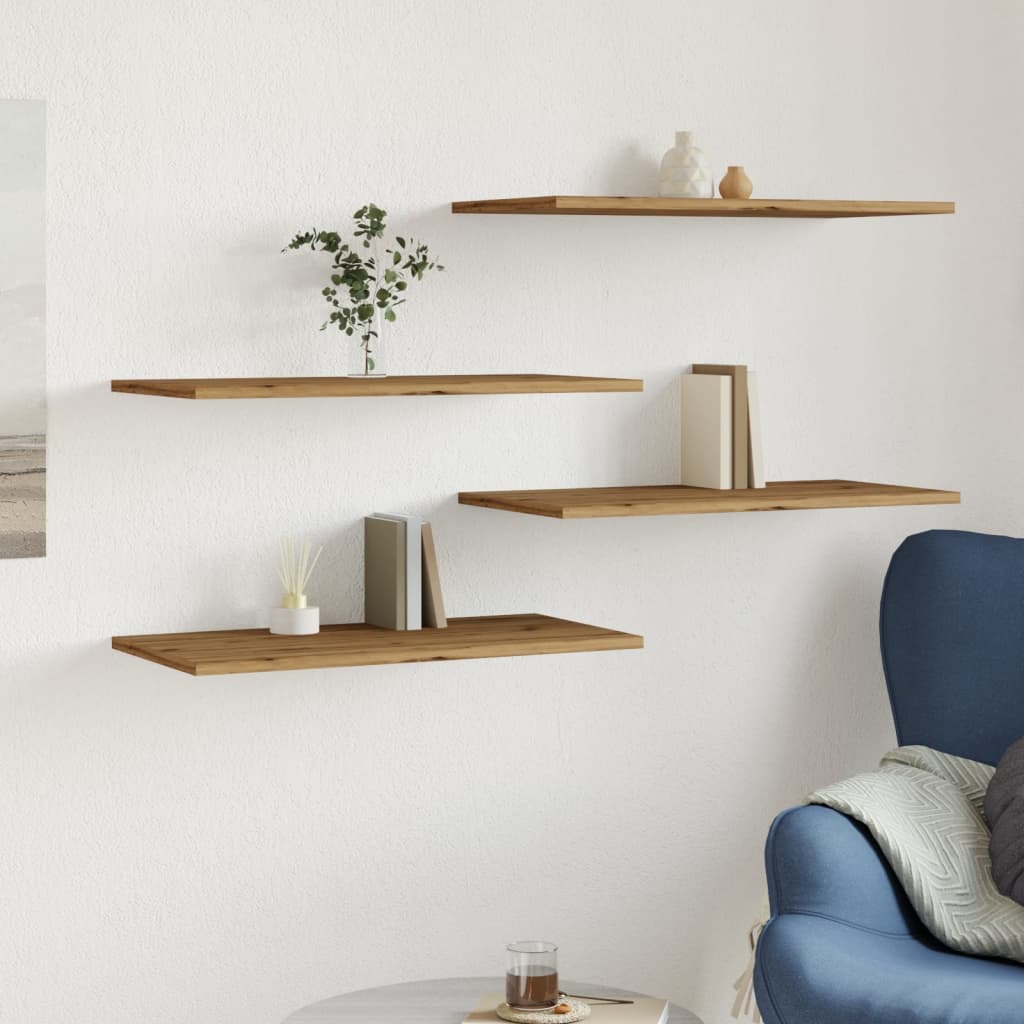 4 pcs Étagères murale | Étagère flottante | Étagères de rangements chêne artisanal 60x30x1,5 cm CFW17809 - 3