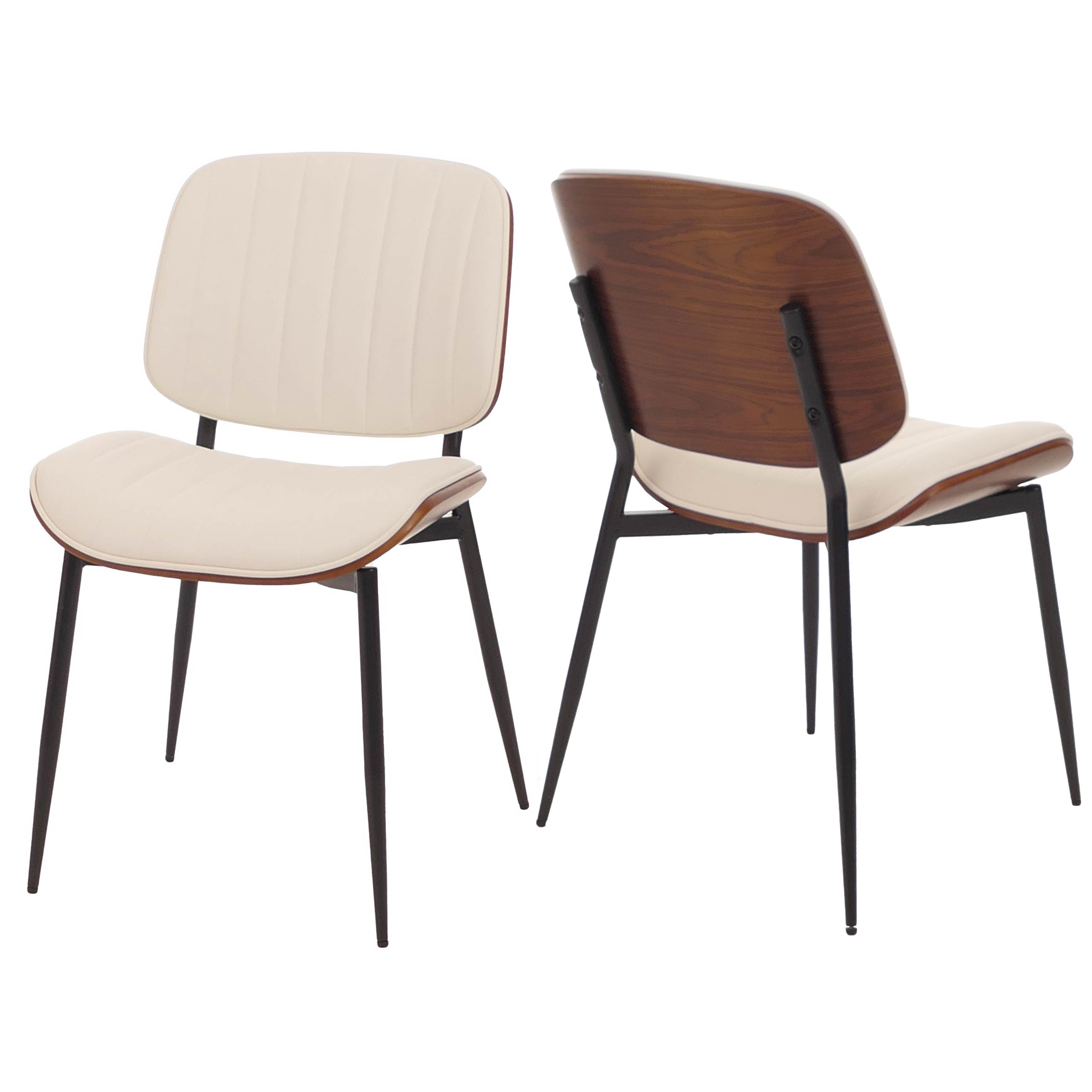 Zestaw 2 krzeseł do jadalni HWC-O44, krzesło kuchenne, drewno gięte imitacja skóry Oeko-Tex MVG ~ orzechowy wygląd, biały