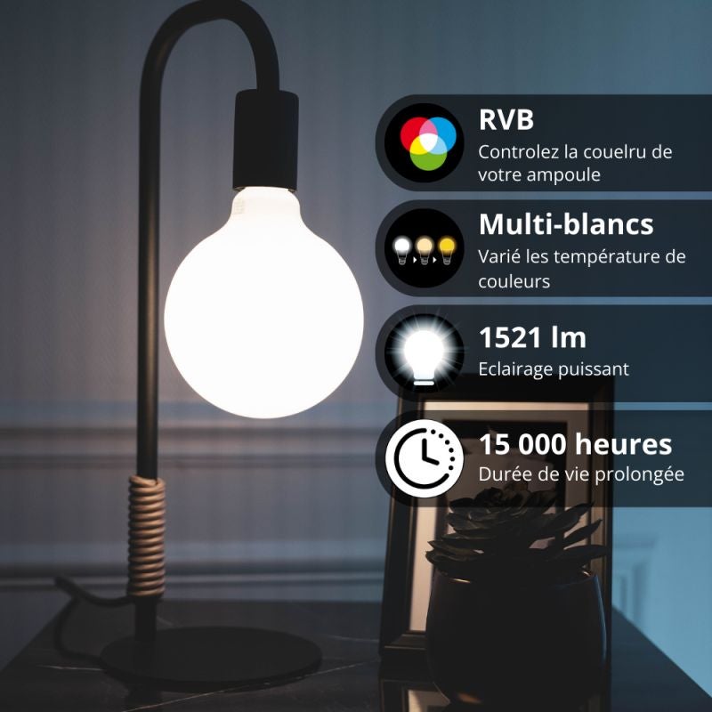 KOZii - Ampoule LED connectée KOZii, éclairage multi-blancs, Filament E27 G125 Opaque 7W cons. - KRFE806B125OCCT - 5