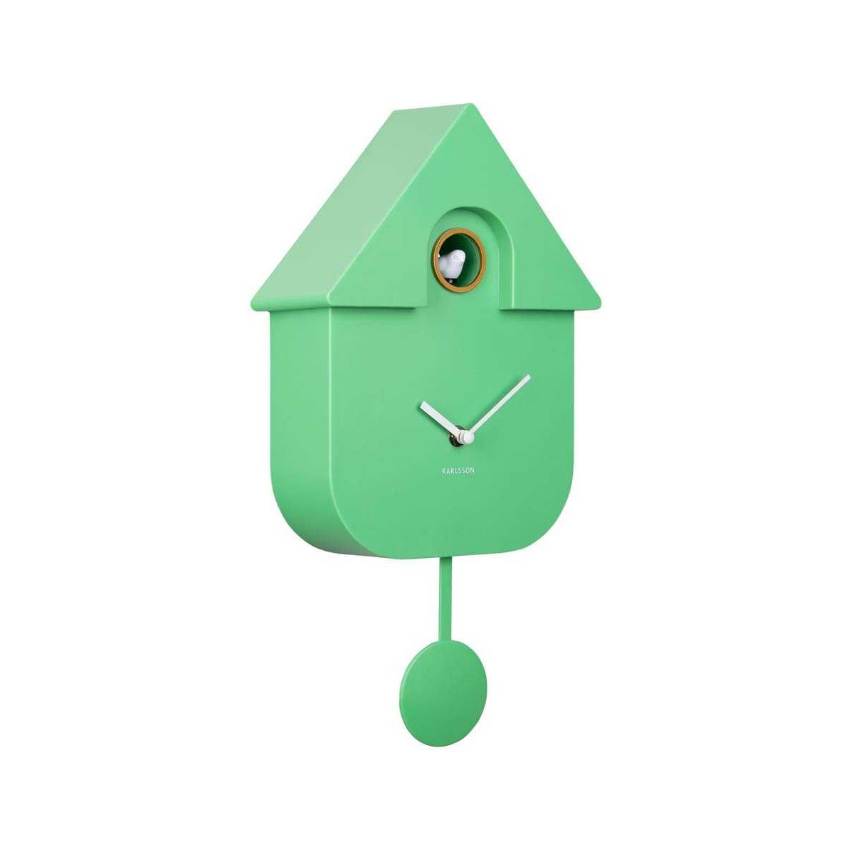 Wall Clock Natural Cuckoo Birch Wood Jungle Green