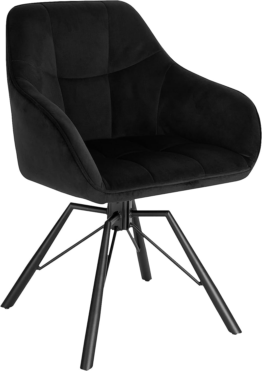 Chaise Pivotante WOLTU Scandinave - Velours Noir, Pieds Métal, Assise Rembourrée