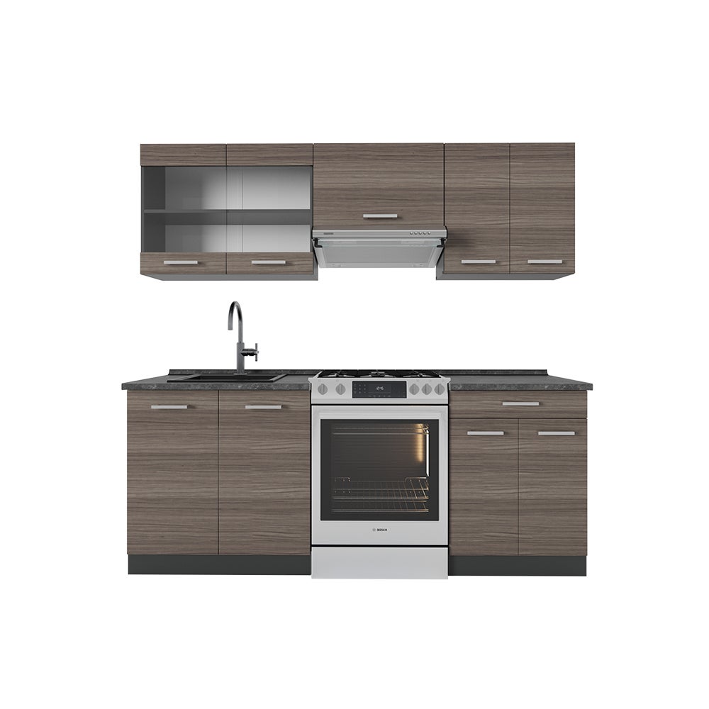 Vicco Cuisine R-Line, Béton/Anthracite, 200cm sans PT