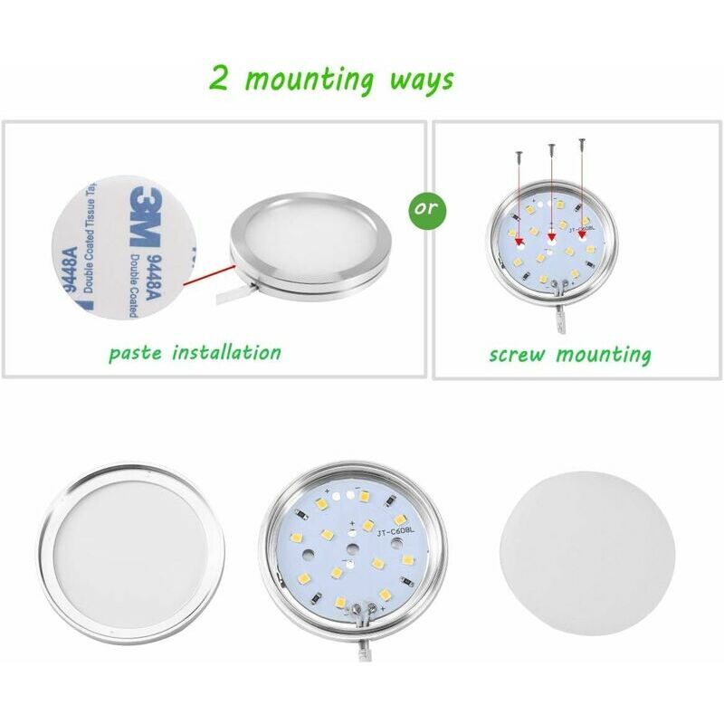 Spot LED sous meuble, éclairage sous meuble, vitrine, spot encastré, 16 W, pour meuble, placard, cuisine, blanc froid 6000 K (8 pièces) - 5