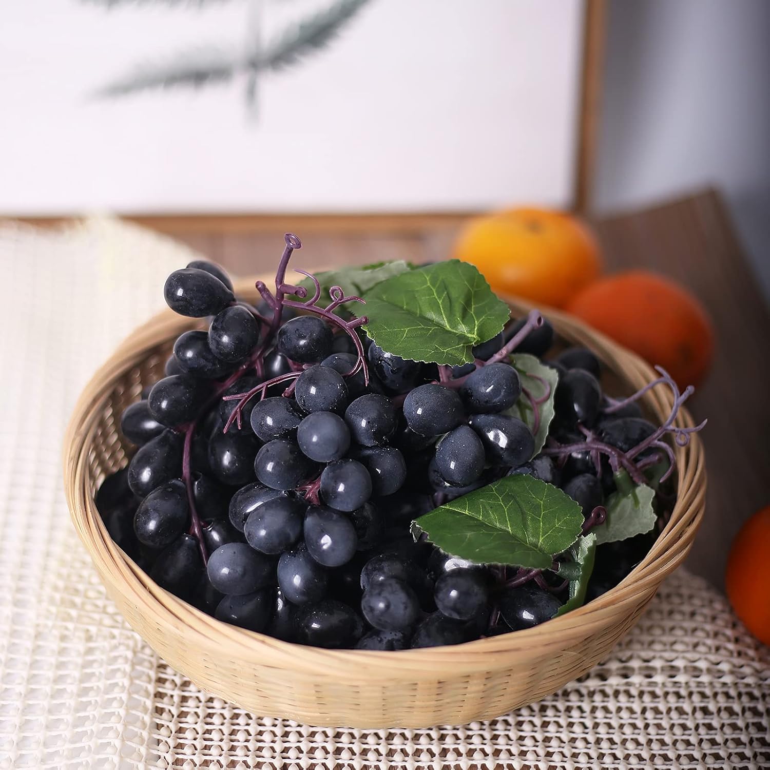 5 grappes de raisins artificiels, fruits artificiels, adaptés à la décoration de la maison, de la cuisine, des fêtes, des mariages, des photographies - 4