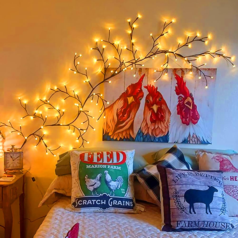 230 cm zaczarowany pnącze wierzby, DIY elastyczny pnącze wierzby dekoracje świąteczne z 144 LED, sztuczne pnącze wierzby światło