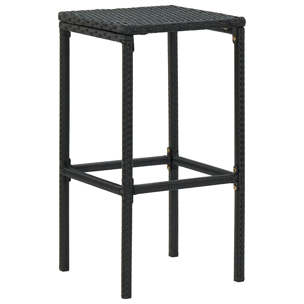 Tabourets de bar avec coussins 6 pcs Noir Résine tressée - 3