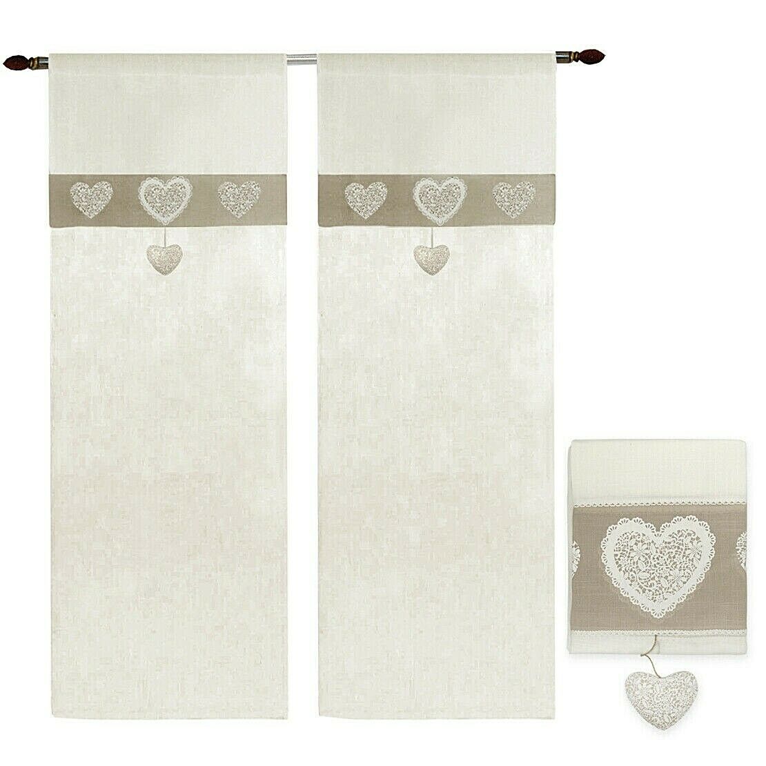 Rideau De Fenêtre 60x240 Cm Couple 2 Pcs Porte Intérieure Tissu Semi Transparent Coeur Petits Carres Bordeaux 85024011